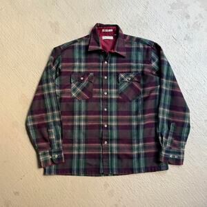 Vintage 90s Plaid Acrylic Men's L Work Shirt Flannel
